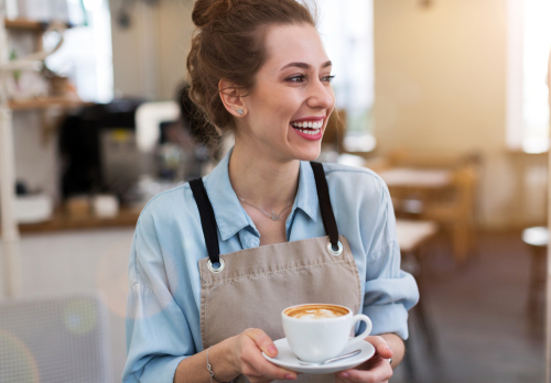 happy waitress