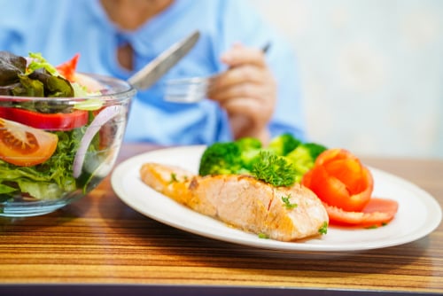 Fasting nurses preparing her healthy meal during Ramadan