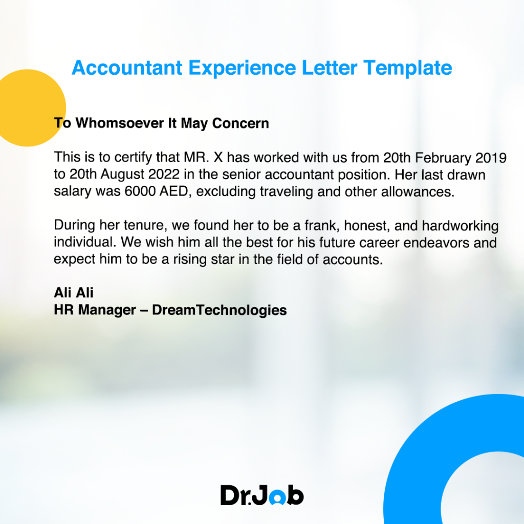 Accountant Experience Letter Template!