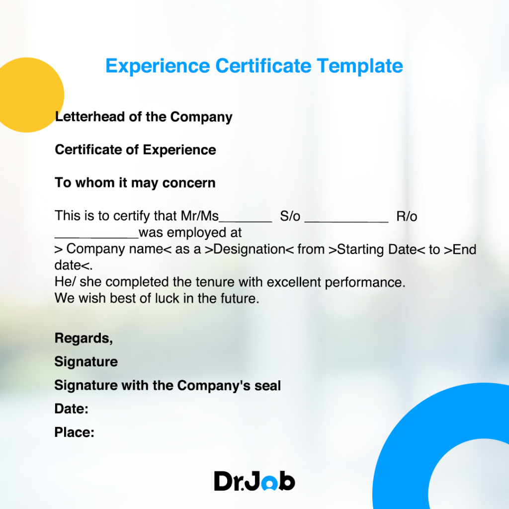 Experience Letter Format (+Tips & Free Word Templates)|Drjobpro.com ...