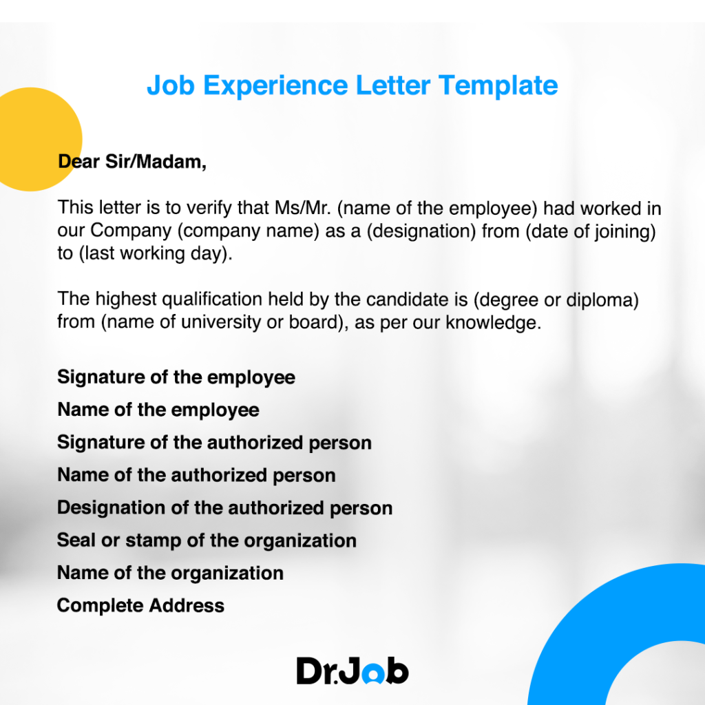 Experience Letter Format (+Tips & Free Word Templates)|Drjobpro.com ...