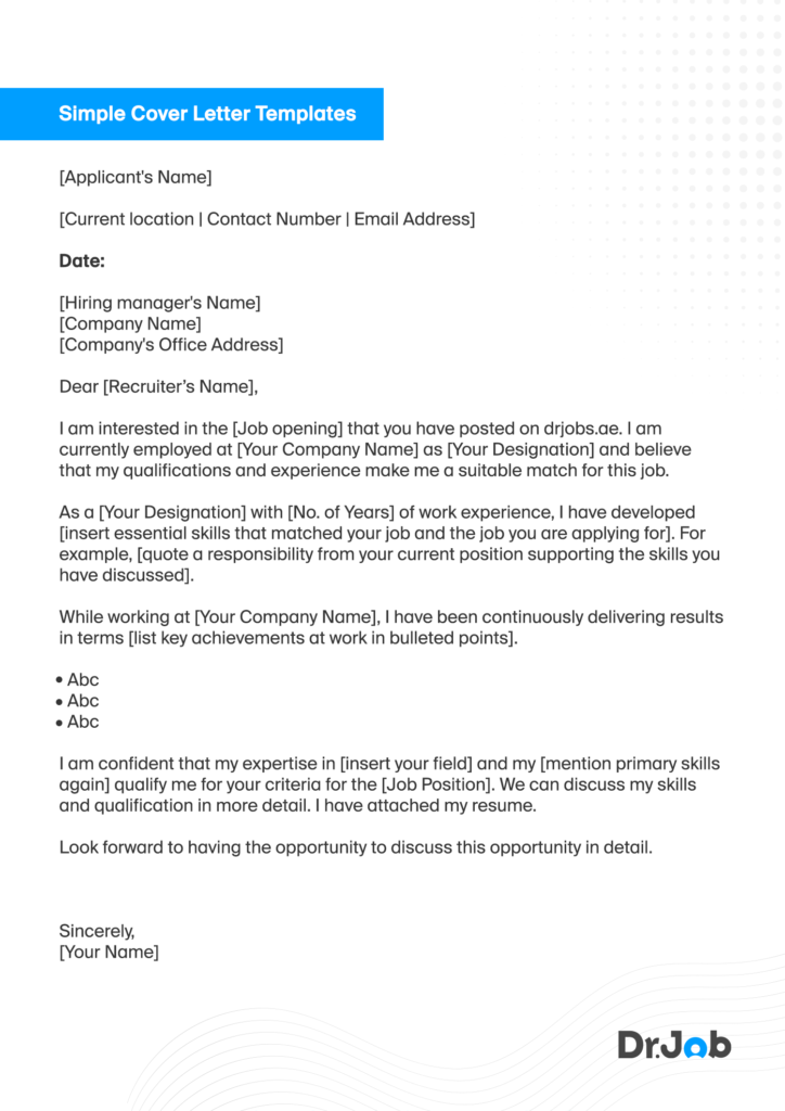 Simple Cover Letter Sample 