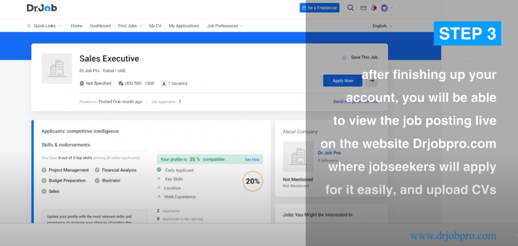 5- After finishing up, the job posting will go live on Drjobpro.com