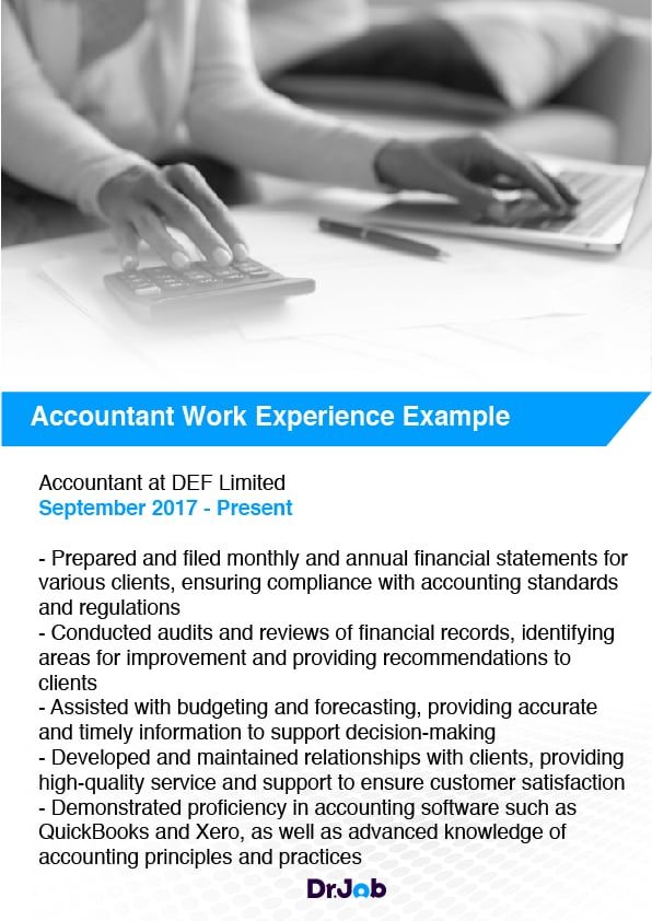 Accountant Work Experience Example