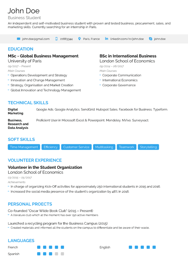 Executive Positions Simple One-Page Resume Template