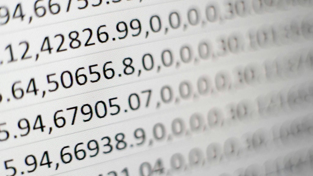 Close-up of a page filled with financial figures, including account numbers, transaction amounts, and calculations Accounting & Finance Jobs