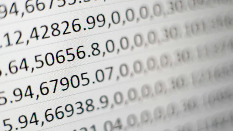 Close-up of a page filled with financial figures, including account numbers, transaction amounts, and calculations Accounting & Finance Jobs