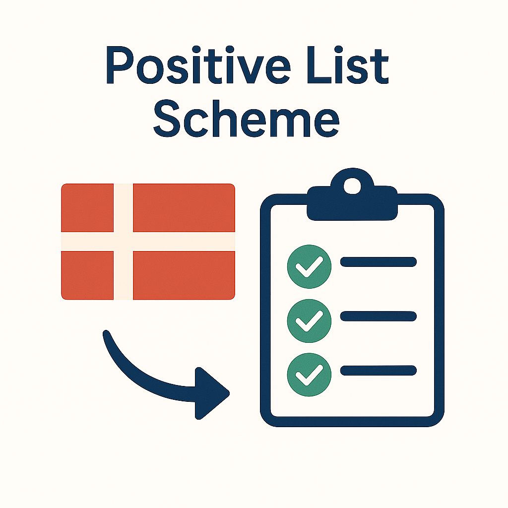 Minimalist flat-vector icon in Dr. Job brand colors representing Denmark’s Positive List Scheme for in-demand jobs and visa fast-track eligibility.