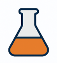 Simple flat-vector chemical engineering icon in Dr. Job colors, symbolizing process and industrial engineering