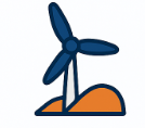 Minimalist renewable power engineering icon in Dr. Job brand colors, featuring sustainable energy elements