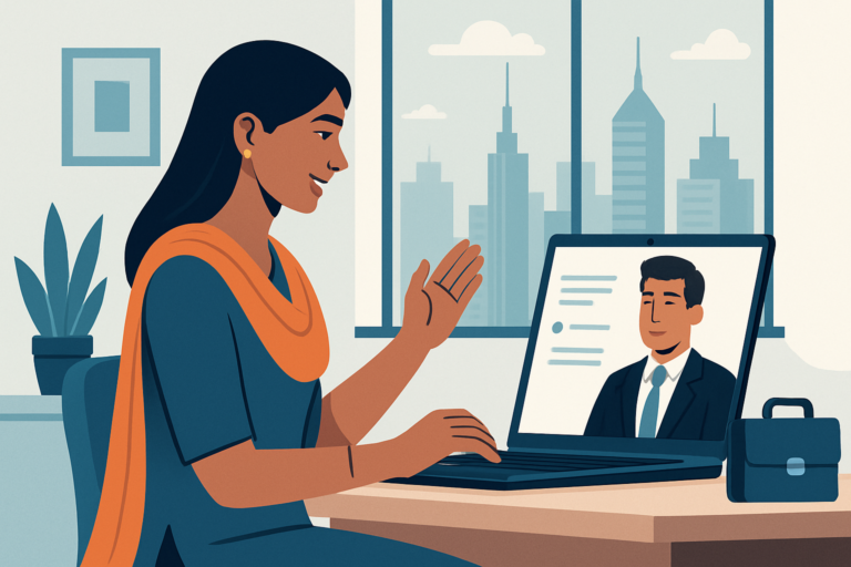 Professional receiving a job offer in a modern office