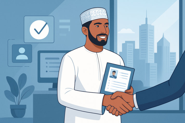 Professional receiving a job offer in a modern office
