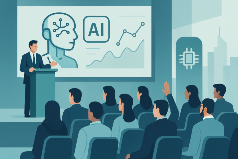 AI professionals networking at a tech community event