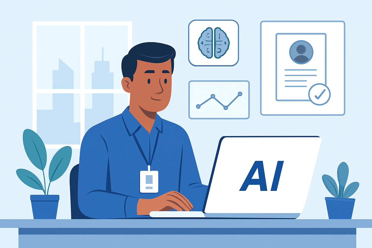 Professional learning AI skills on a laptop