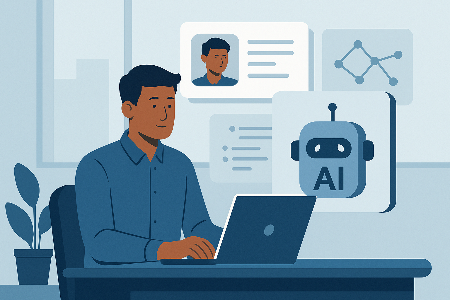 Professional learning AI skills on a laptop
