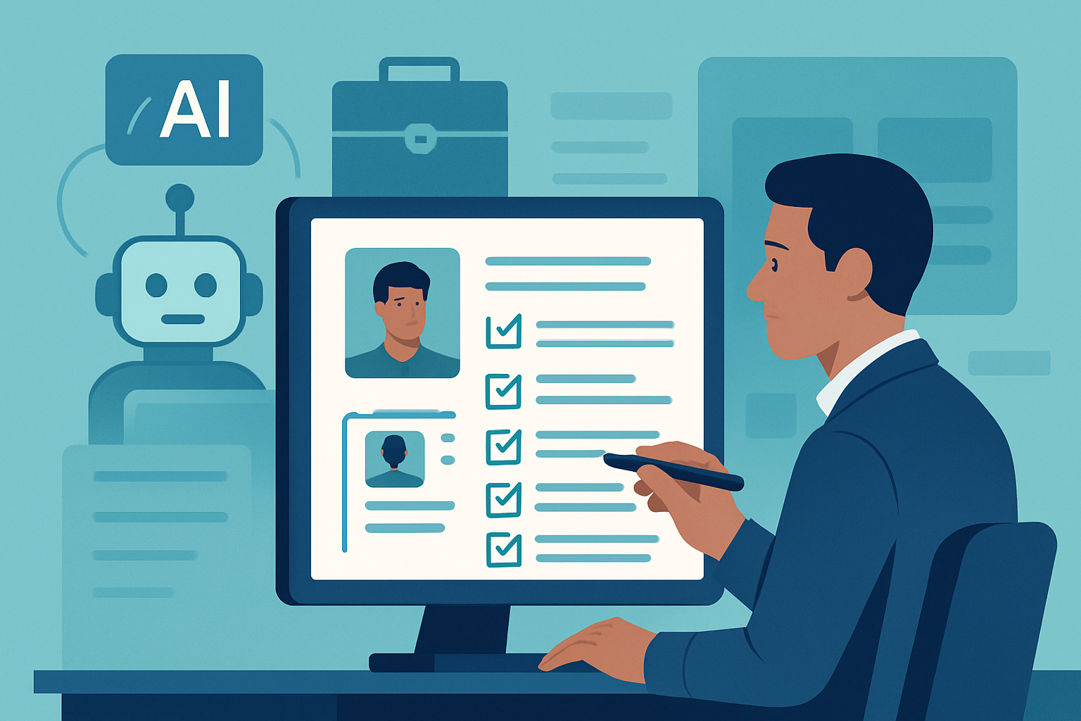 AI professional building their portfolio on a laptop