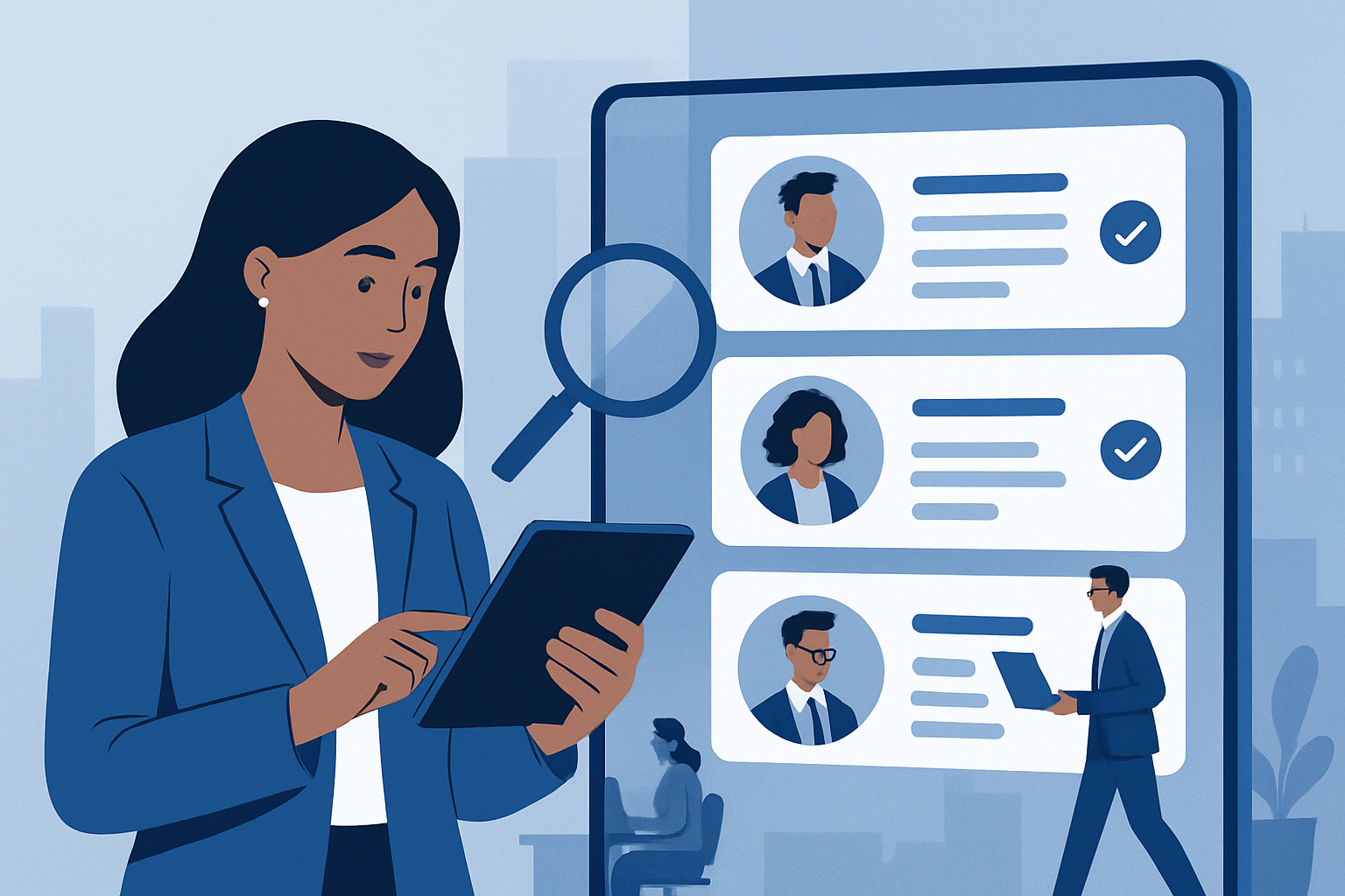 HR recruiter reviewing AI talent profiles