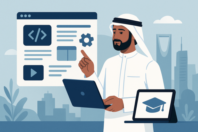 Professional learning AI skills on a laptop
