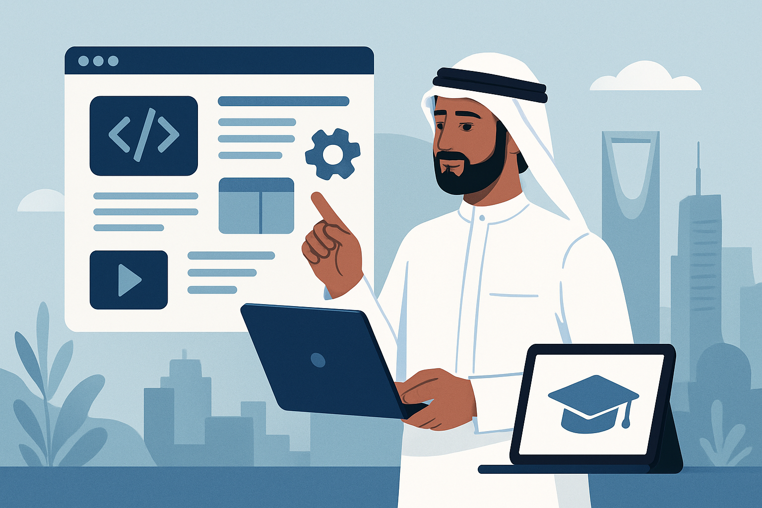 Professional learning AI skills on a laptop
