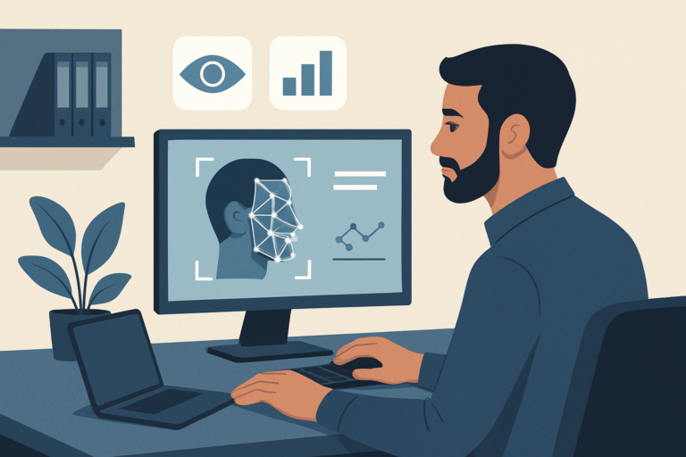 AI professional building their portfolio on a laptop