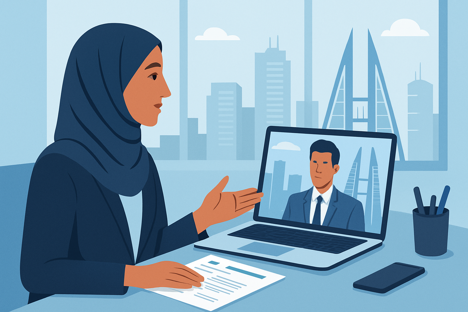 AI professional building their portfolio on a laptop