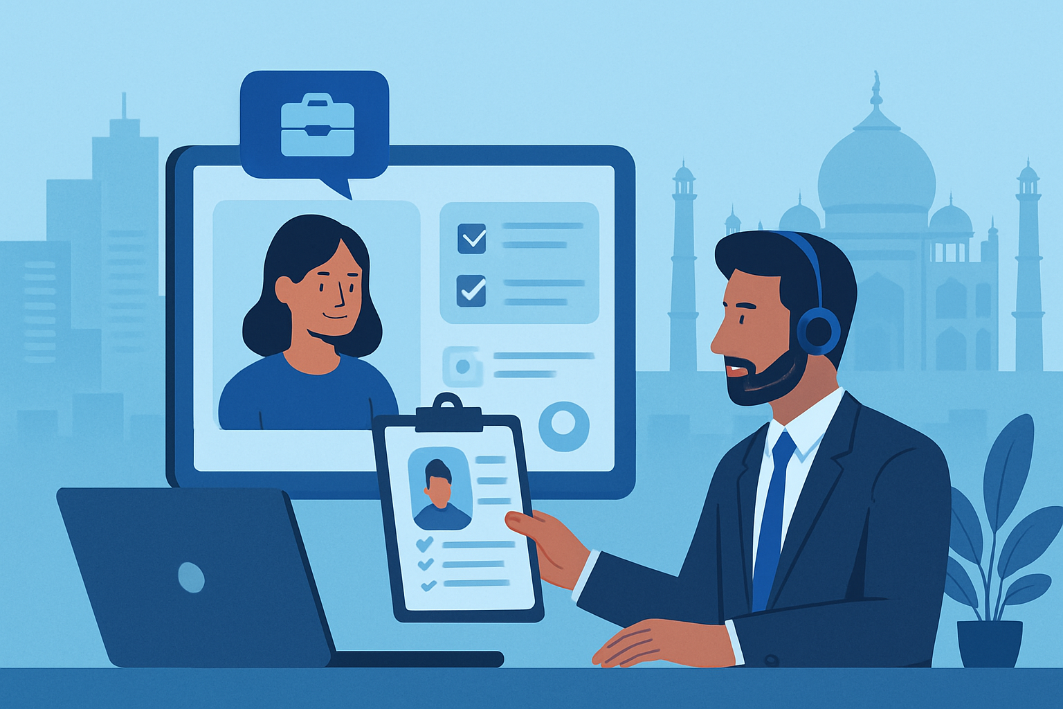 Professional receiving a job offer in a modern office