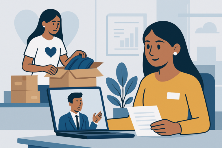 Professional receiving a job offer in a modern office