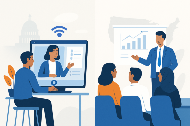 Professional learning AI skills on a laptop