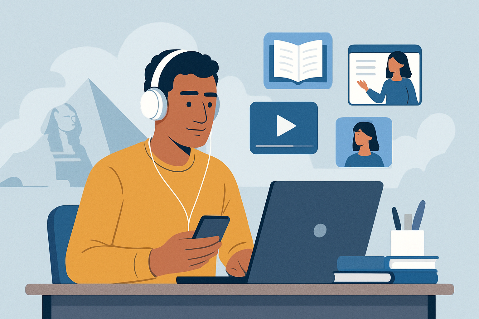 Professional learning AI skills on a laptop