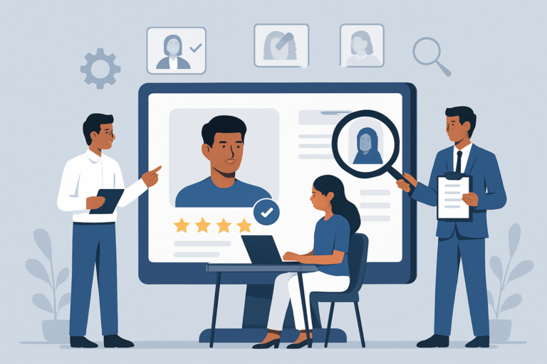 HR recruiter reviewing AI talent profiles