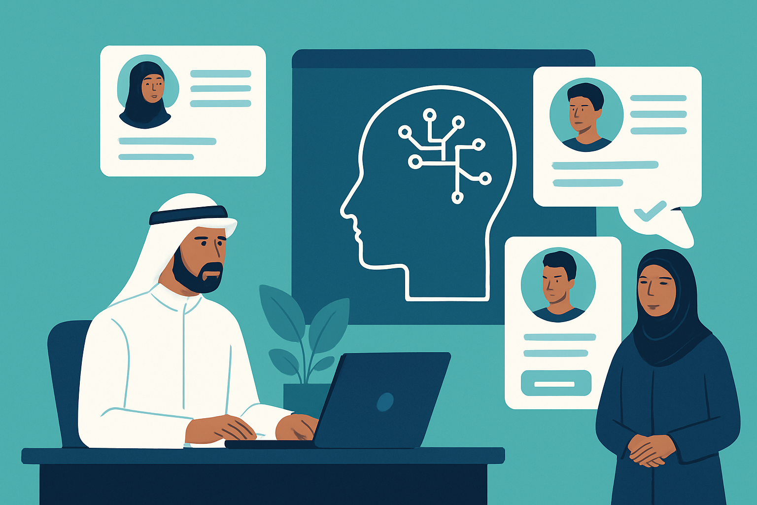 HR recruiter reviewing AI talent profiles