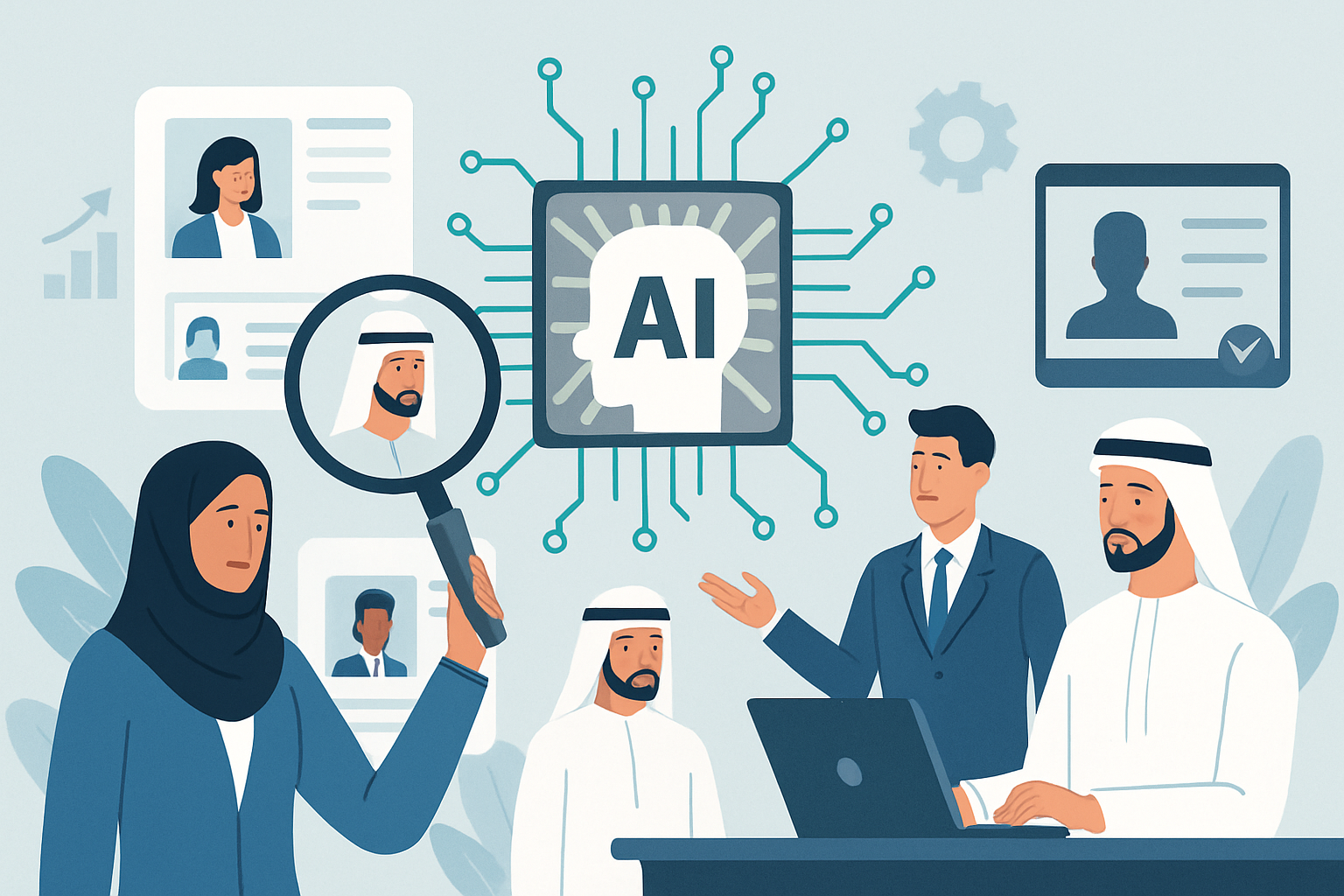 HR recruiter reviewing AI talent profiles
