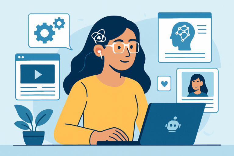Content marketer using AI tools to create digital content