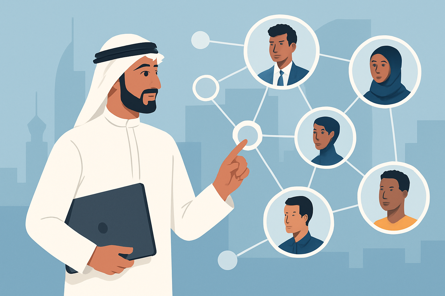 Professionals networking at an AI technology event