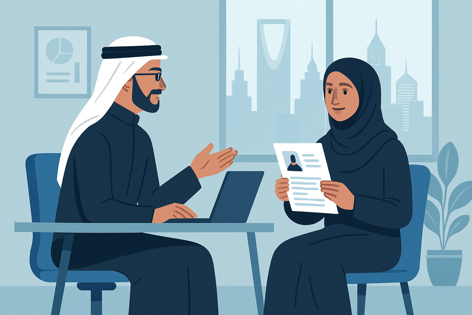 Professional receiving a job offer in a modern office
