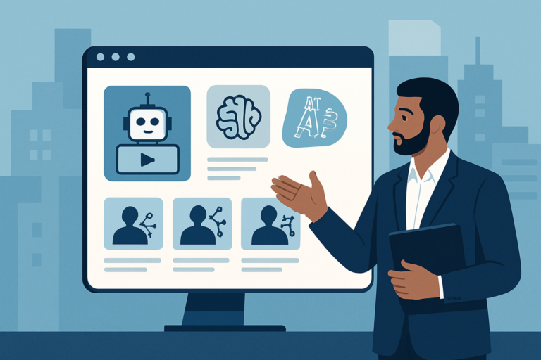 AI professional building their portfolio on a laptop
