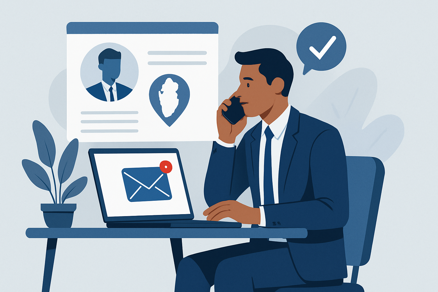 Professional receiving a job offer in a modern office