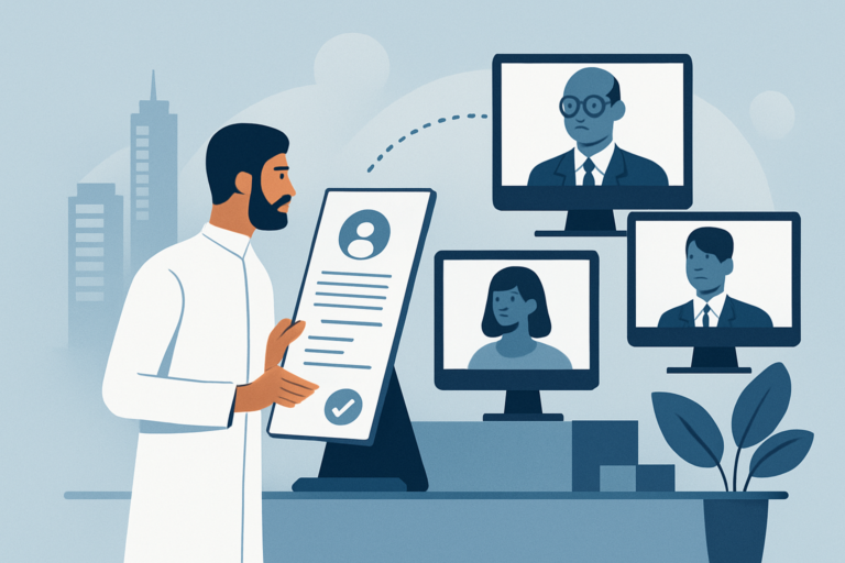 HR recruiter reviewing AI talent profiles