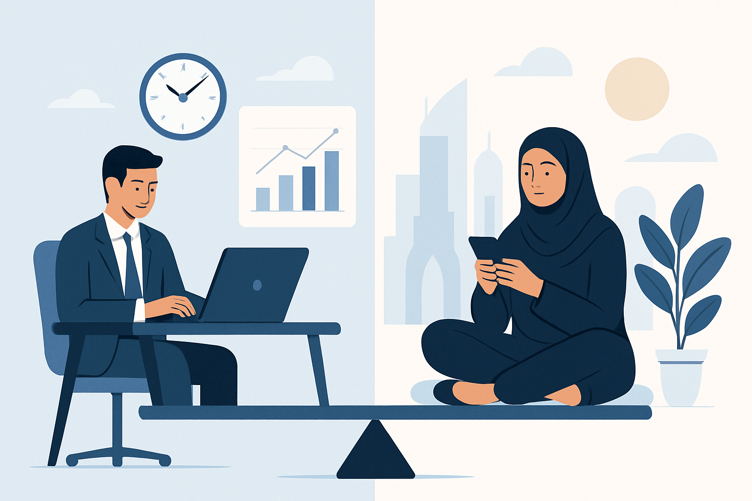 Professional maintaining work-life balance and mental wellness