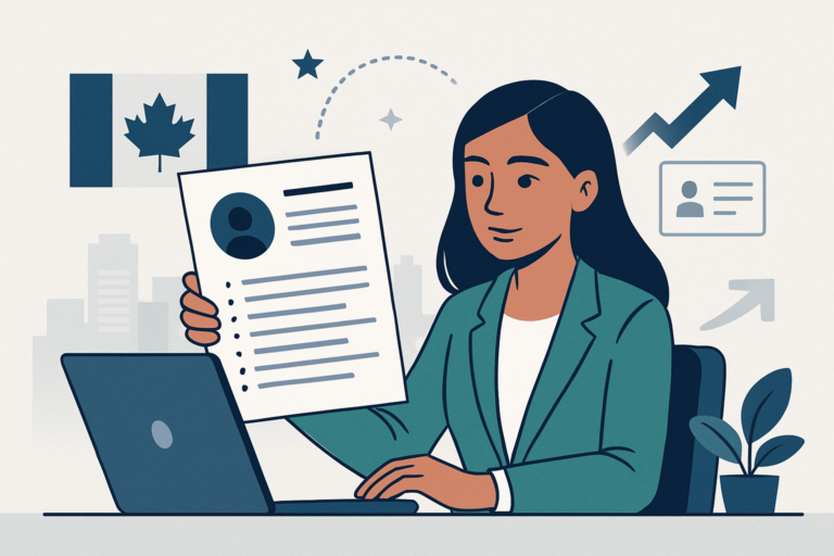AI professional building their portfolio on a laptop