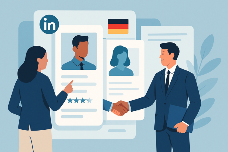 HR recruiter reviewing AI talent profiles