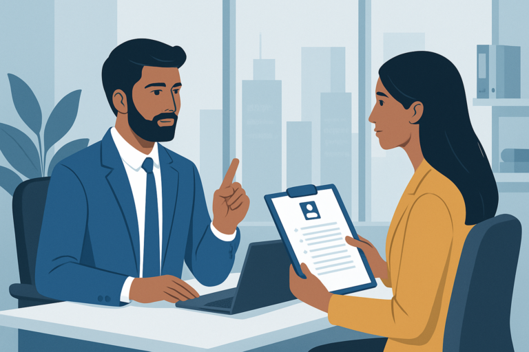 Professional receiving a job offer in a modern office