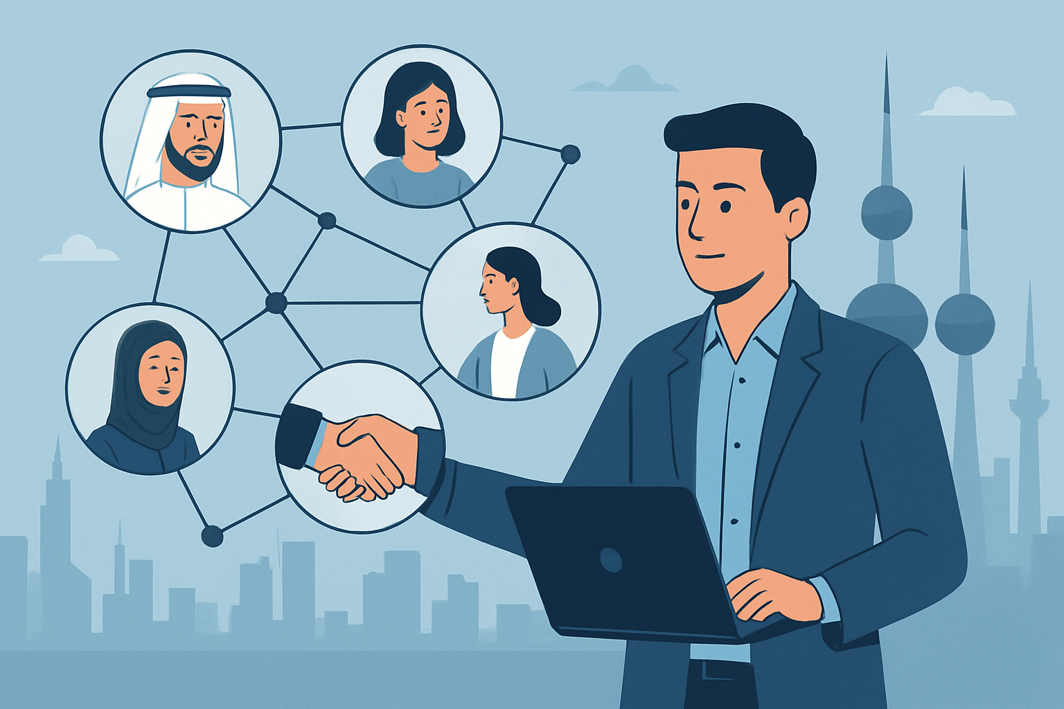 Professionals networking at an AI technology event