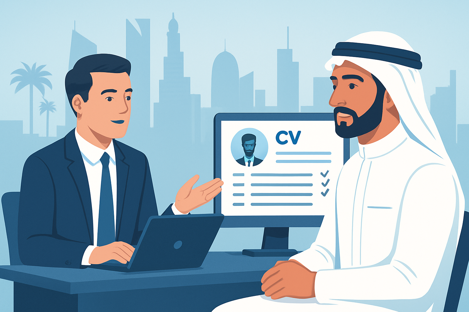 AI professional building their portfolio on a laptop