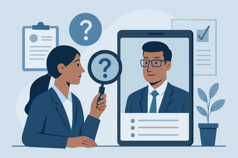 HR recruiter reviewing AI talent profiles