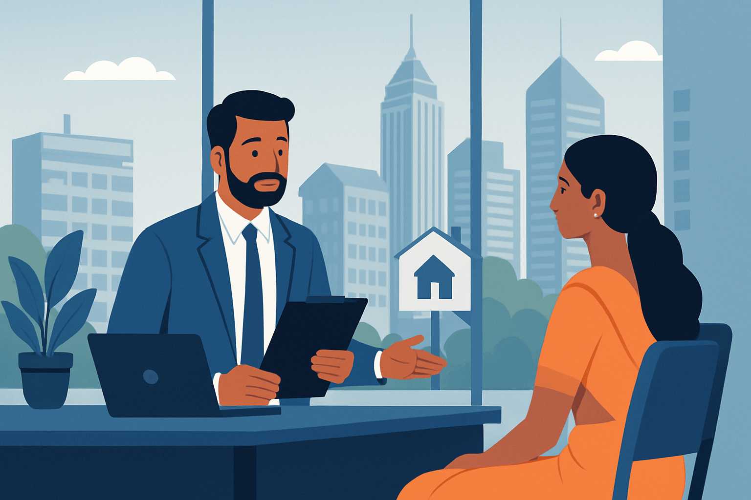 Professional receiving a job offer in a modern office