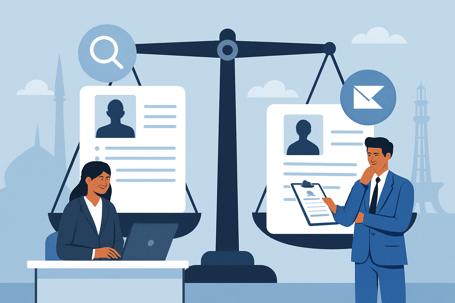 HR recruiter reviewing AI talent profiles