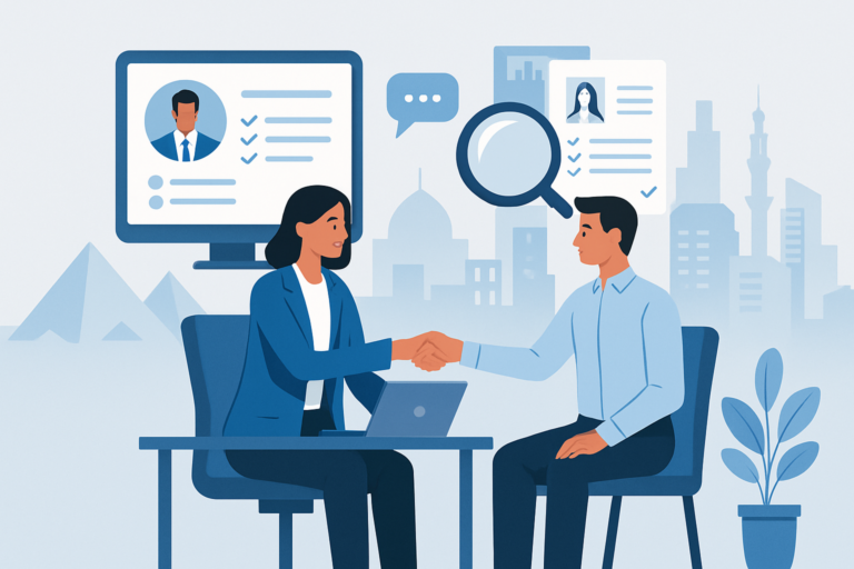 HR recruiter reviewing AI talent profiles