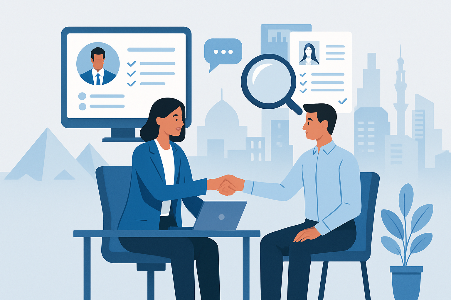 HR recruiter reviewing AI talent profiles