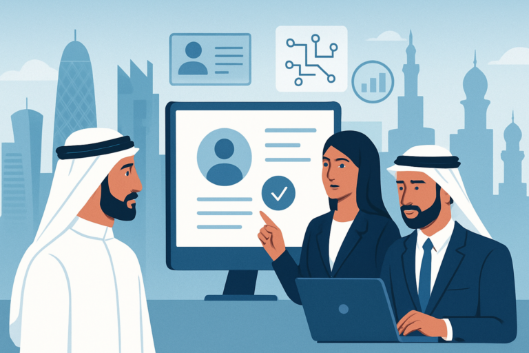 HR recruiter reviewing AI talent profiles